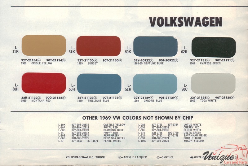 1969 Volkswagen Paint Charts Martin-Senour